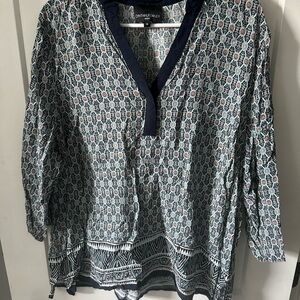 Cynthia Rowley Blue and White Geometric Tunic